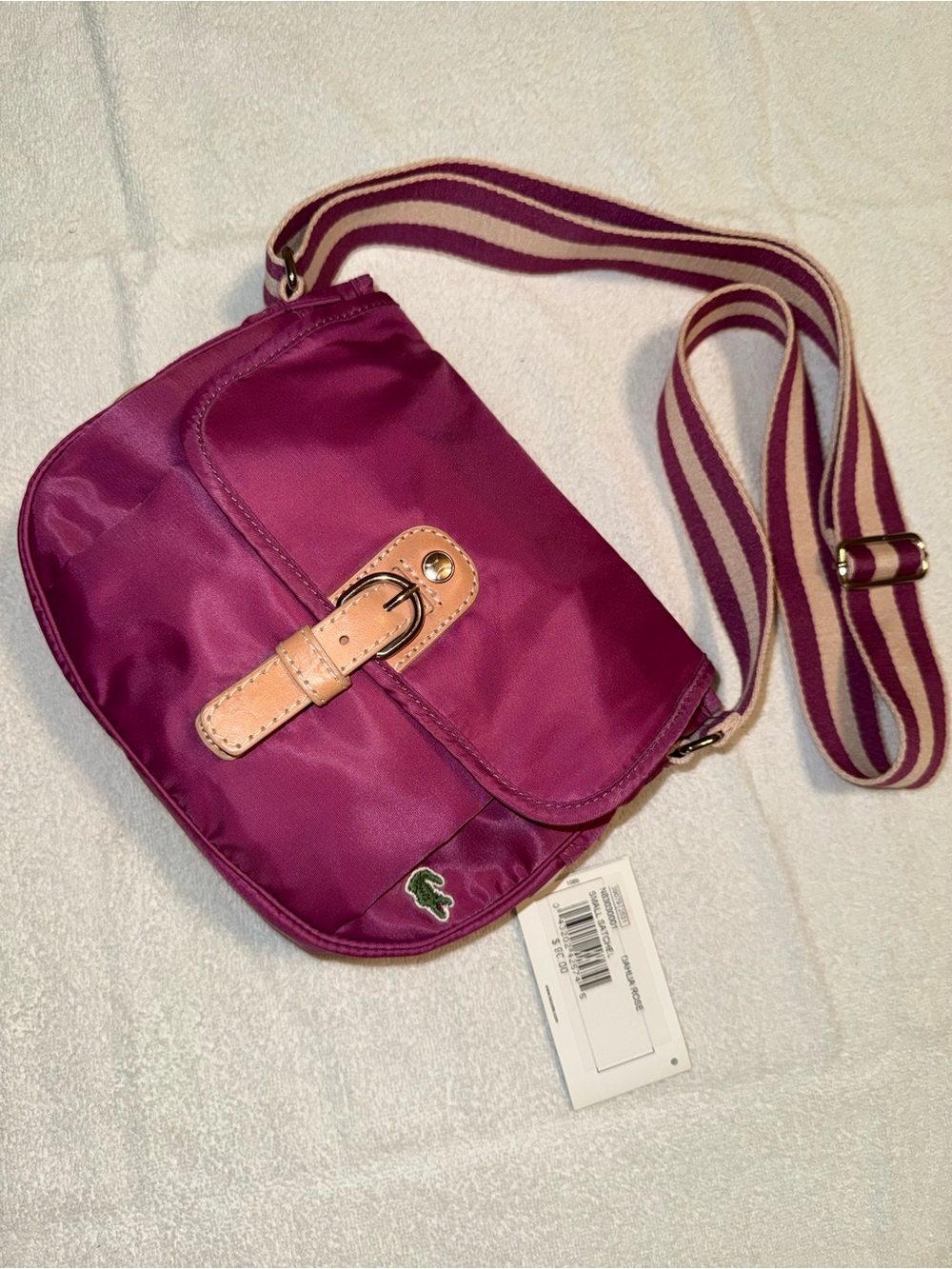 Lacoste Dahlia Rose Small Satchel Crossbody Bag With Snap front Closure - Picture 3 of 5